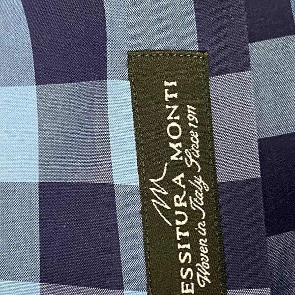 Boss Mens Blue Plaid Dress Shirt Regular Fit Size 17 /43 - Picture 6 of 6